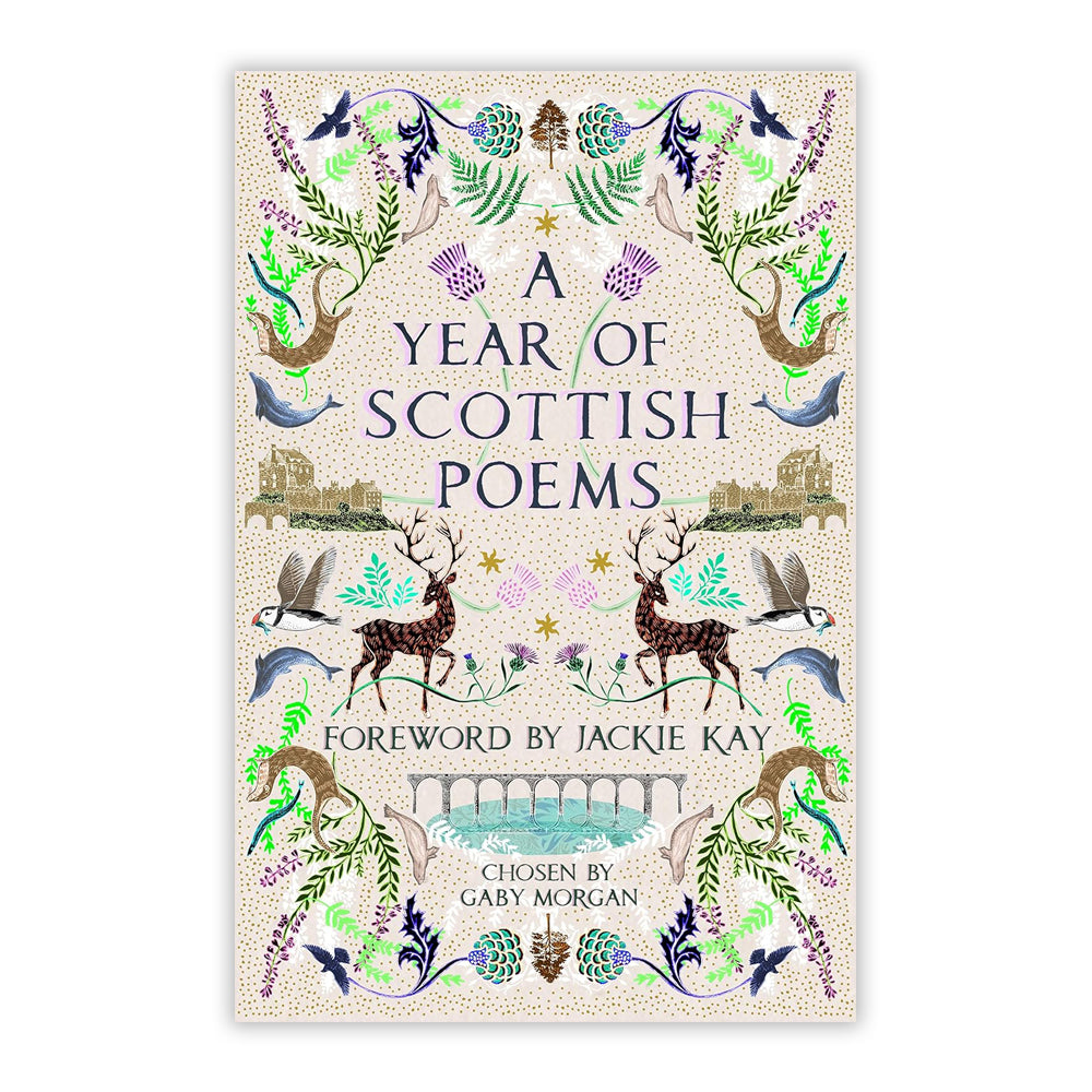 Book cover depicting Scottish wildlife in a symmetrical pattern.
