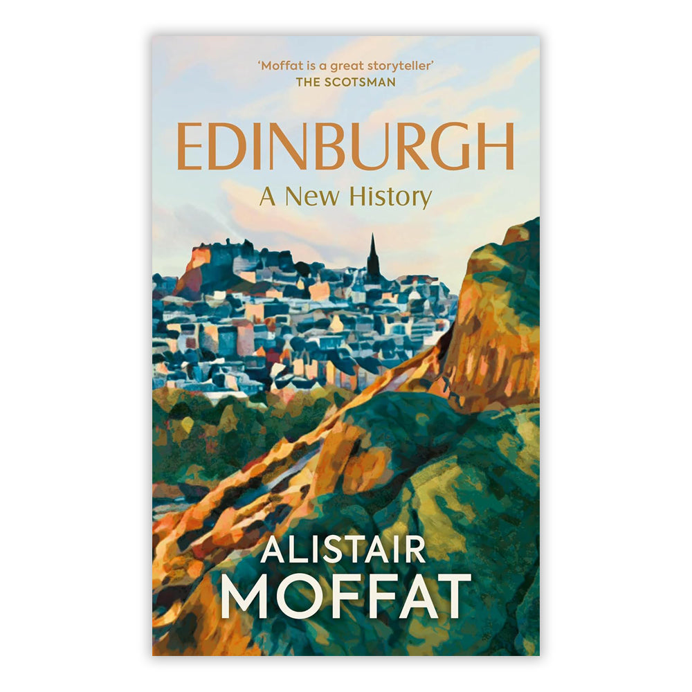 Book Cover with a painted view of Edinburgh from Arthur's Seat.