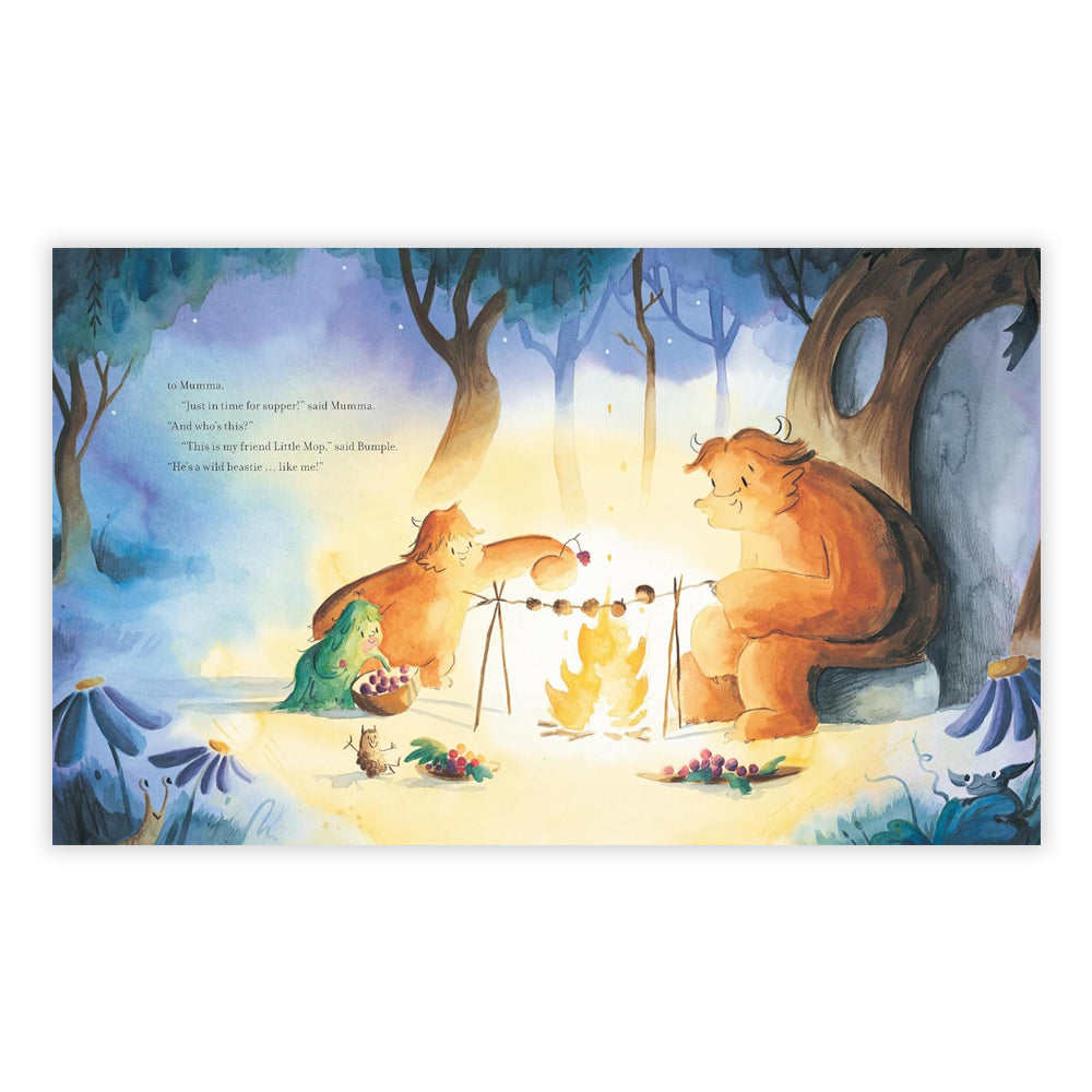 Illustration of hairy creatures in the woods.