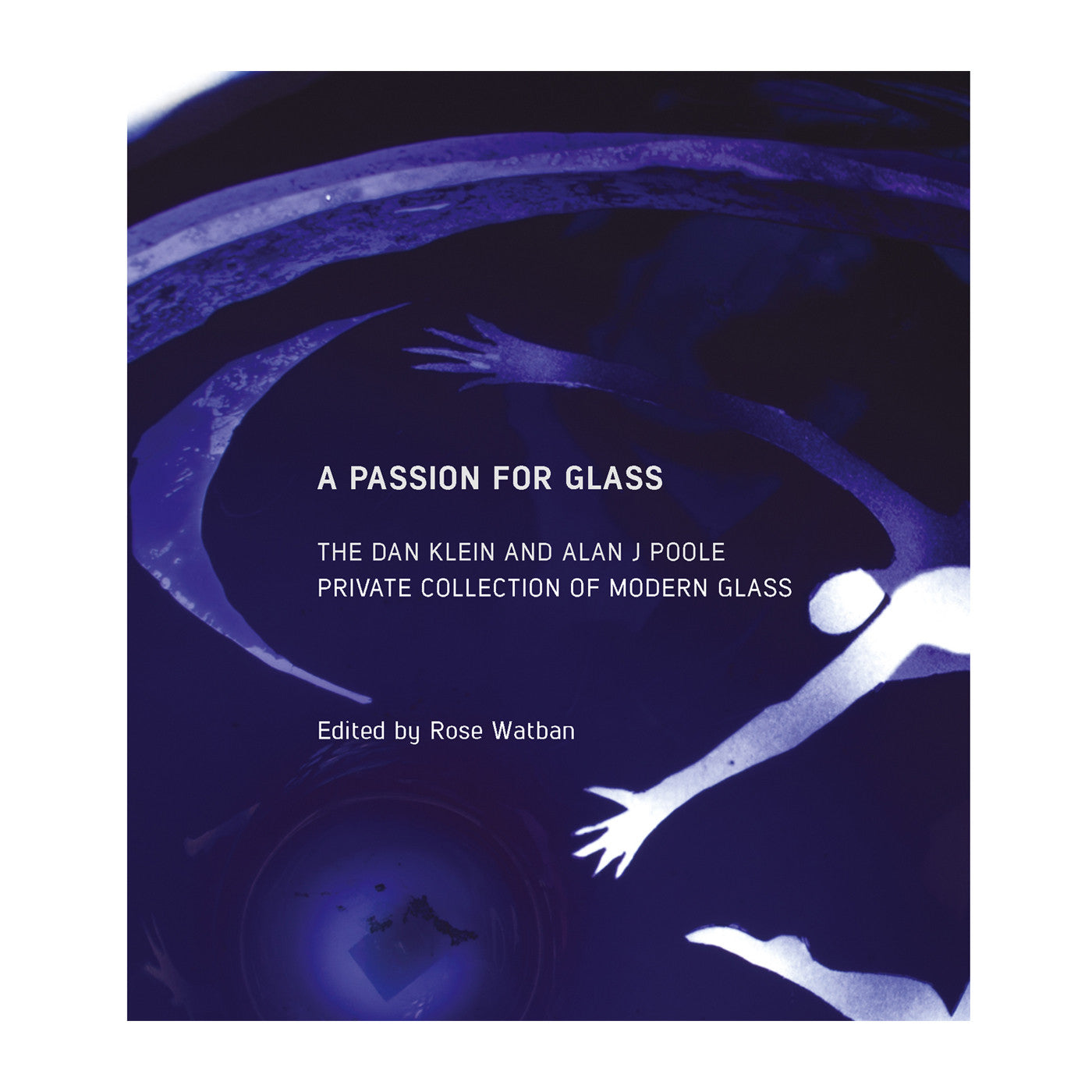 Book cover with a close up of navy blue glass with white detailing.