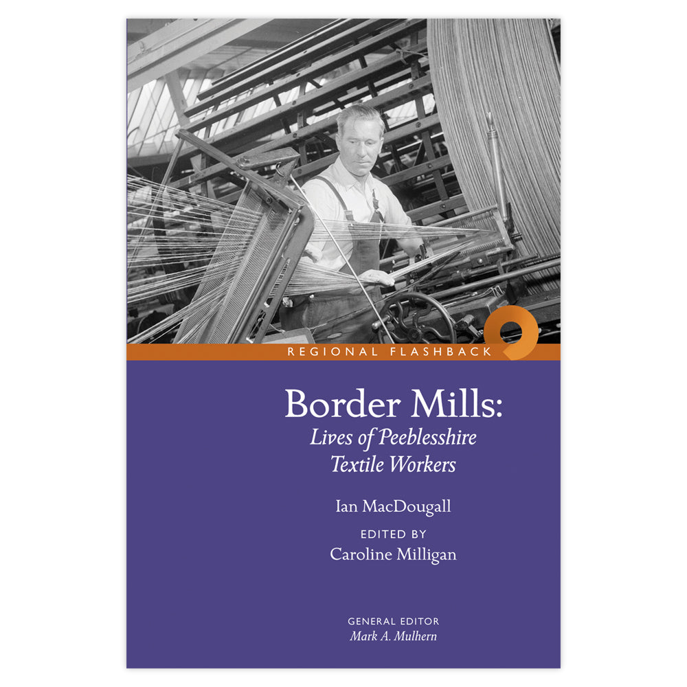 Book cover with a black and white photograph of a man working with a loom across the top half. The bottom half has large white text over a plain purple background.