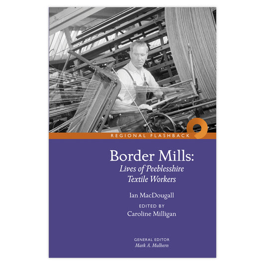 Book cover with a black and white photograph of a man working with a loom across the top half. The bottom half has large white text over a plain purple background.