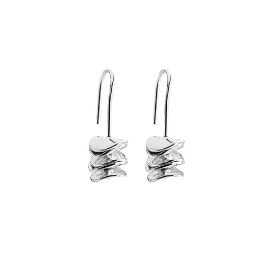 Chris Lewis silver drop earrings with an overlapping disk design.