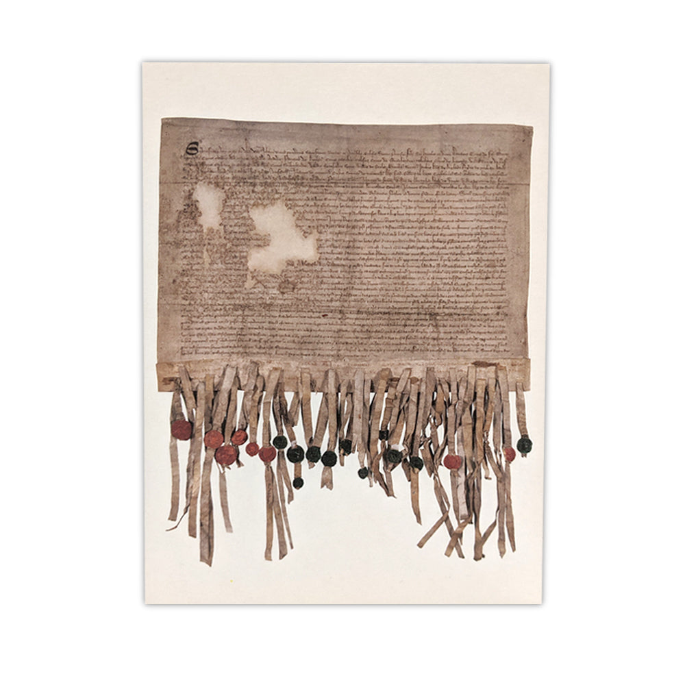 A greetings card with a photograph of the wax seals used to sign the declaration of Arbroath.