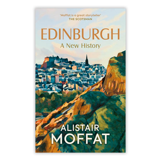 Book Cover with a painted view of Edinburgh from Arthur's Seat.