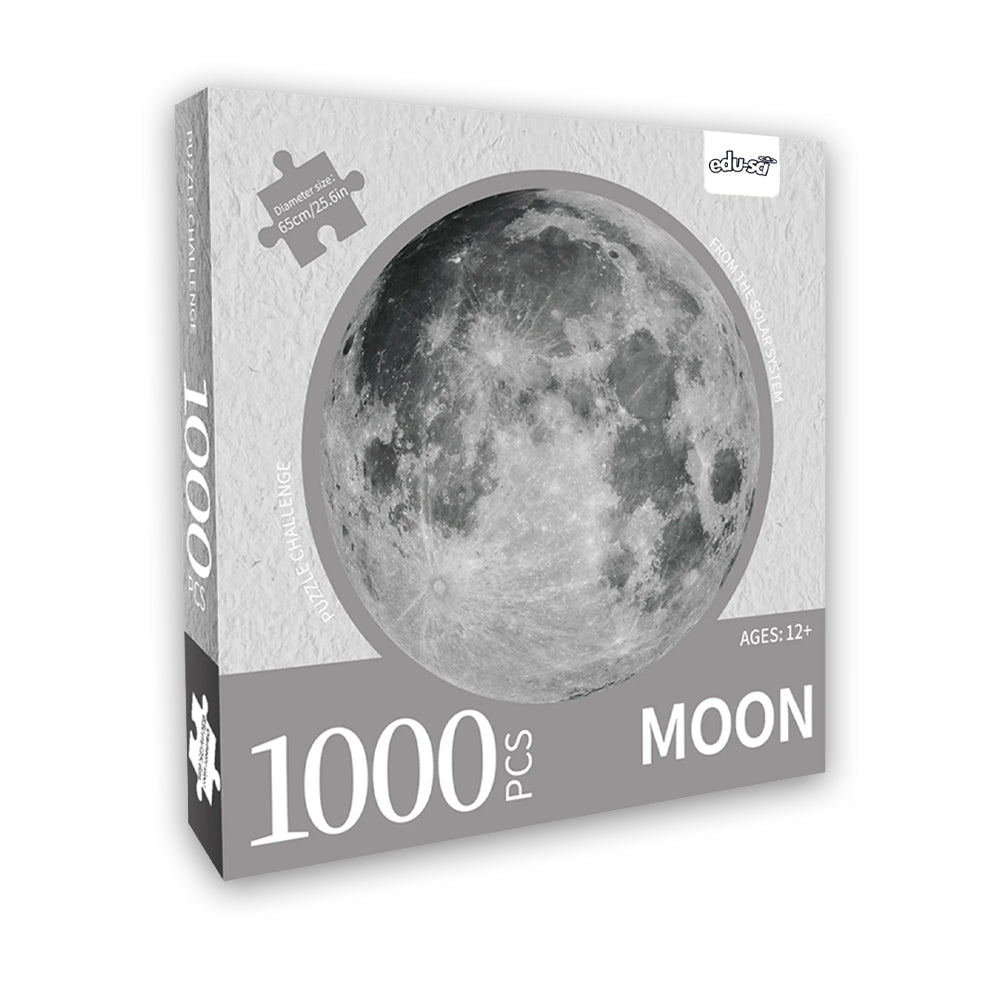 Jigsaw box with a large photo of the moon.