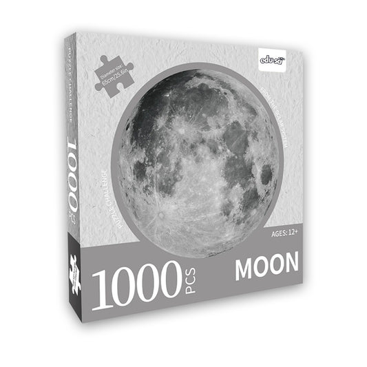 Jigsaw box with a large photo of the moon.