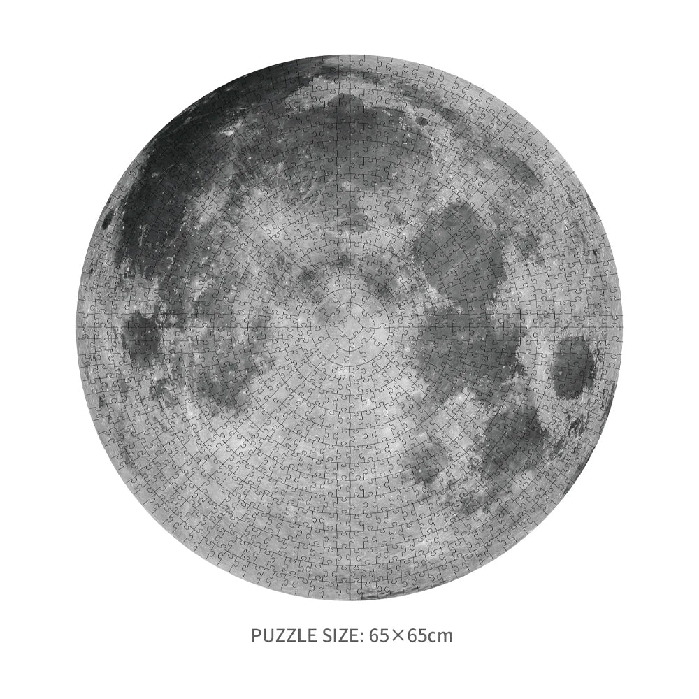 Completed round jigsaw of the moon.