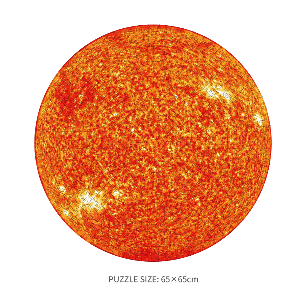 Completed round jigsaw of the sun.