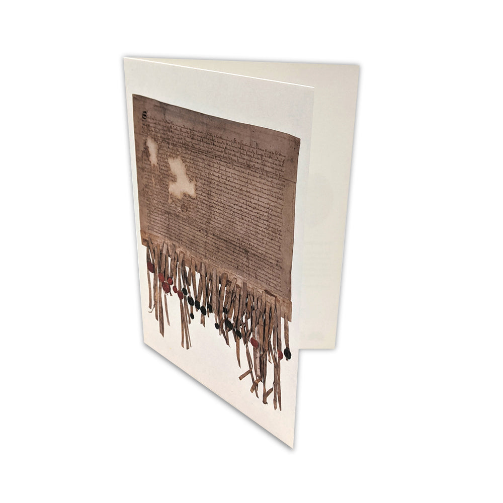 A greetings card with a photograph of the wax seals used to sign the declaration of Arbroath.