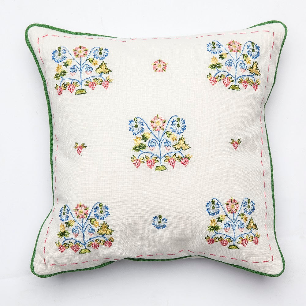 Summer Meadow Embroidered Cushion