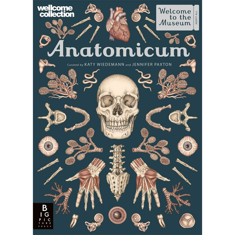 Book cover with a collage of anatomical illustrations against a dark blue background.