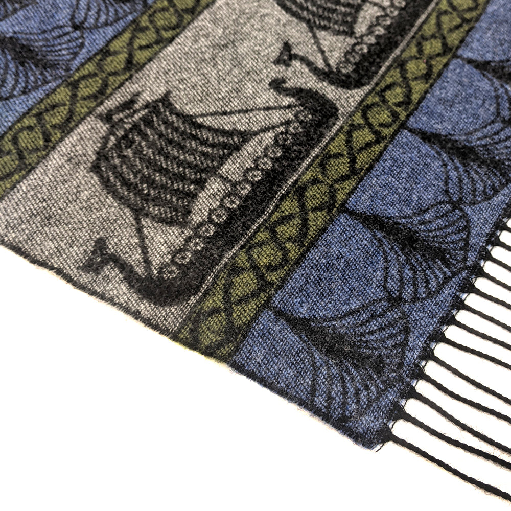 Viking Ships Blue Scarf