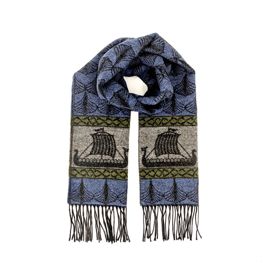 Viking Ships Blue Scarf