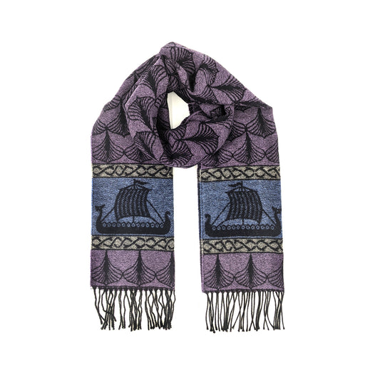 Viking Ships Purple Scarf